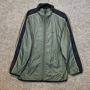 Nike Jacket Mens Medium Green Windbreaker Jacket Zip Up Oversized Y2K Vintage